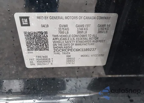 2019 Chevrolet Silverado 1500 Ld Lt from USA, damaged, VIN 2GCRCPEC6K1189237